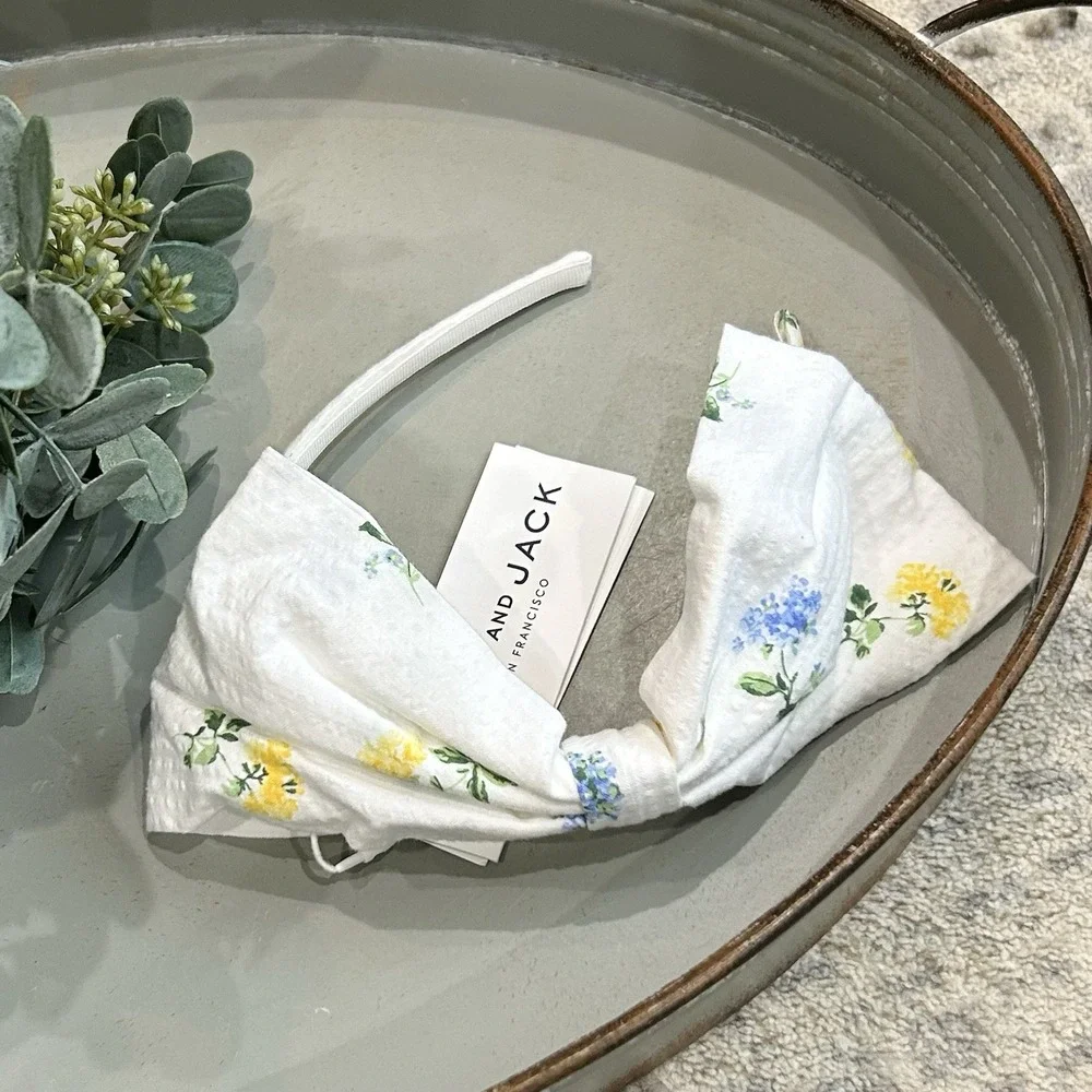 Janie‎ And Jack Floral Blue/Yellow Bow Headband NWT